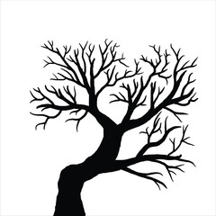 Obraz premium Naked tree silhouettes Hand drawn. Black Branch Tree. Hand drawn tree branches. old dry branch fallen from tree isolated on white background.