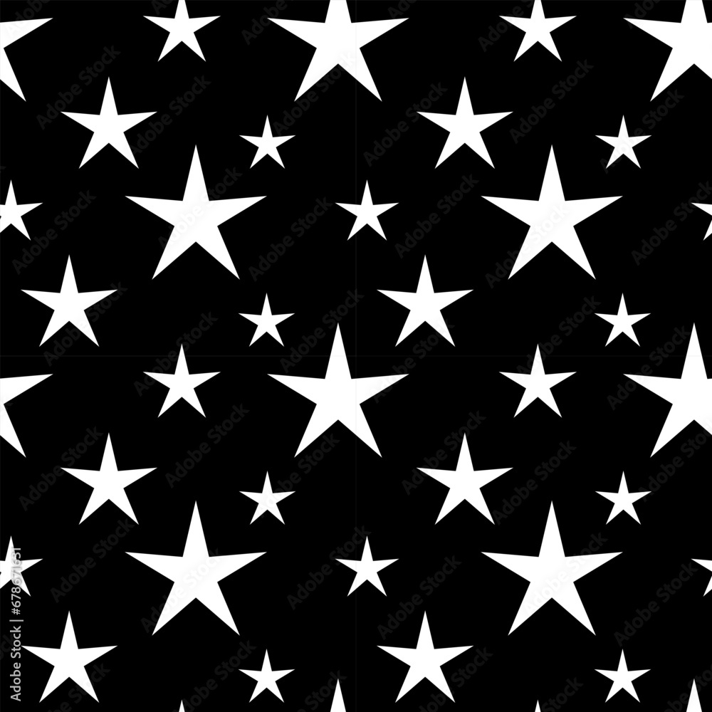 Wall mural vector seamless pattern of sparkle stars. abstract print. seamless pattern with white stars on black