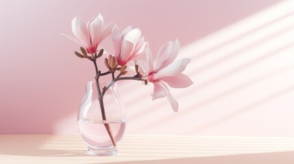 A Delicate Beauty: Glass Vase Holding Bouquet of Pink Blooms