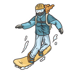 Winter seasonal sports, skiing and snowboarding. Off-piste freeride by person with skis and snowboard and splitboard. Extreme cold season sports, outdoor activities.