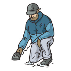 Winter seasonal sport, skiing and snowboarding instruction. Extreme sports off-piste free ride and touring. Person doing avalanche rescue course with Avalanche Beacon, Avalanche Probe and shovel.