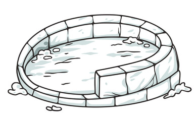 Snow igloo, seasonal build or winter ice shelter during for sleeping.