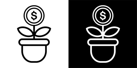 Business, growth, marketing Icon. Business icon & Startup icon. Black icon. Black logo. Line icon.	