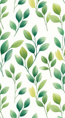 A charming pattern with adorable green leaves, each represented with clean lines and a limited color palette created with Generative Ai