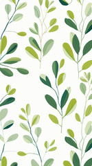 A charming pattern with adorable green leaves, each represented with clean lines and a limited color palette created with Generative Ai