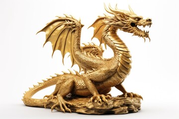 Obraz premium Gold dragon on a white background
