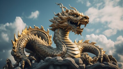 Fototapeta na wymiar chinese dragon statue in the temple