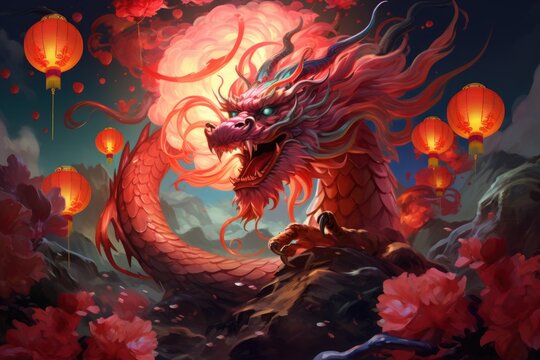 red dragon in water