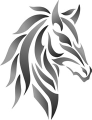 illustration vector graphic of design tribal art silver horse head