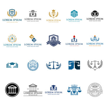 Set of university and college school logo emblems