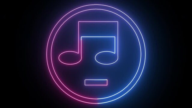 Hyperrealistic animated Neon Music off Symbol  in trendy stylish colors. Futuristic technology - 4k