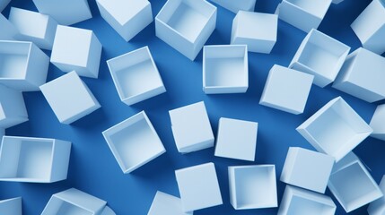 A Collection of White Cubes on a Vibrant Blue Surface