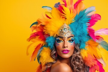 Naklejka premium Carnival Reveler in Vibrant Costume