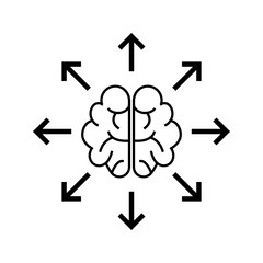 brain with expanding arrow icon vector