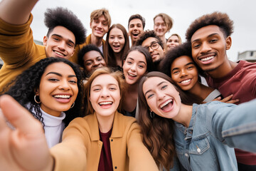 Fototapeta premium Group of young diverse people happy together, diversity and multiculturalism