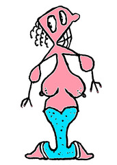 Ugly mermaid sketchy style drawing