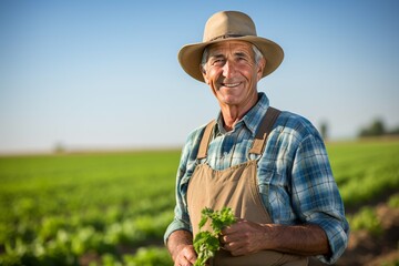 Content Farmer in Field with Thumbs Up


