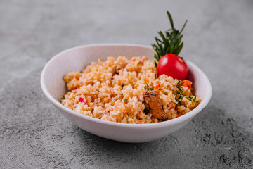 Bulgur with meat and vegetables