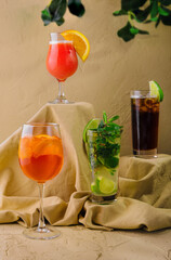 Variety of tropical cocktails