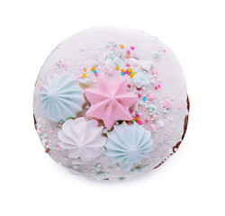 Traditional Easter cakes with meringue on top view