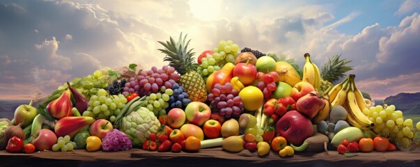 Obraz na płótnie Canvas colorful mix of fresh fruits and berries