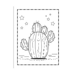 Cute Kawaii Cactus Coloring Pages