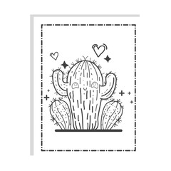 Cute Kawaii Cactus Coloring Pages