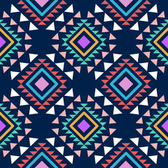 Ethnic southwest tribal Navajo ornamental seamless pattern fabric colorful design for textile printing