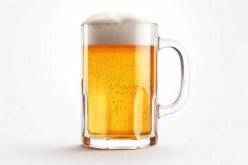 Mug of light beer with foam isolated on white background with space for text, inscriptions or logo.generative ai
