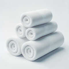 Rolled up white towels. Generative AI.