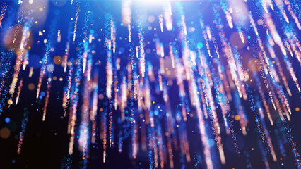 Stardust Light trail falling, Red blue particles.