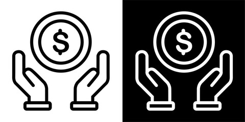 Businss, invest, money Icon. Business icon & Startup icon. Black icon. Black logo. Line icon.	