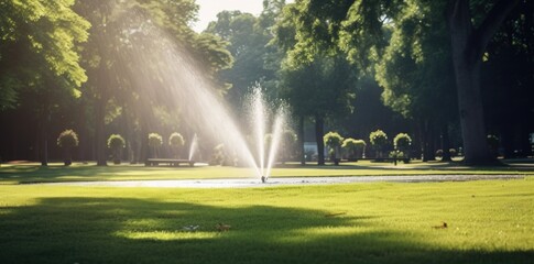 sprinkler spraying water on green grass