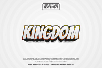 Editable text effect Kingdom 3d cartoon template style modren premium vector