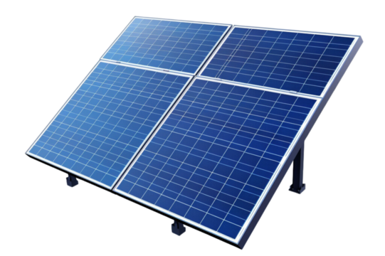 Blue solar panels , isolated on a transparent background.