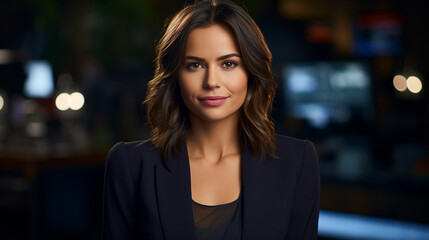 Obraz premium Portrait of attractive professional woman TV present. 