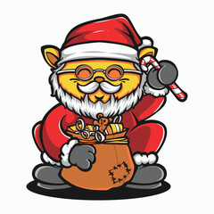 fortune cat cartoon wearing santa costume