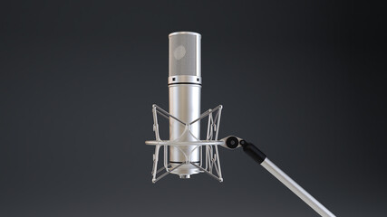 metallic Retro microphone. Professional studio microphone isolated on white background. 3D render