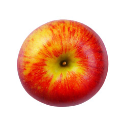 Top view of red apple isolated on white background.