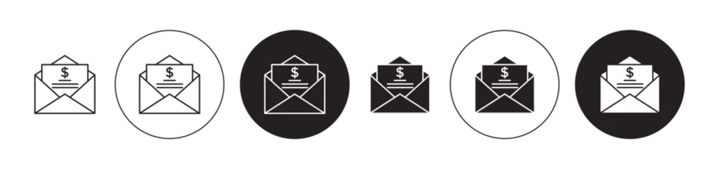 Fotobehang Invoice line icon set. Payment bill symbol in black color. © kru
