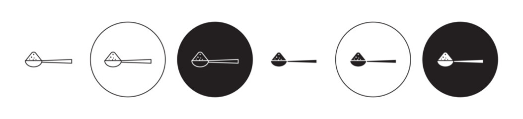 Full spoon line icon set. Teaspoon front view symbol in black color. - obrazy, fototapety, plakaty