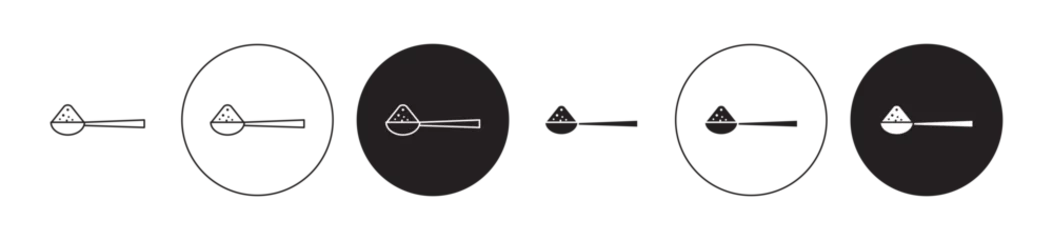 Fotobehang Full spoon line icon set. Teaspoon front view symbol in black color. © kru