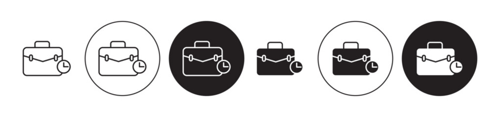 Work experience line icon set. Work time symbol in black color.