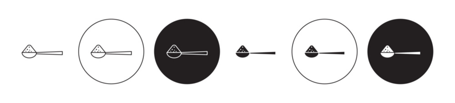 Full spoon line icon set. Teaspoon front view symbol in black color.