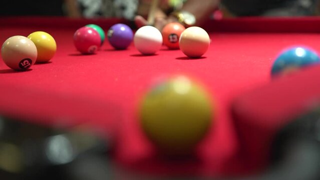 pool game on red table