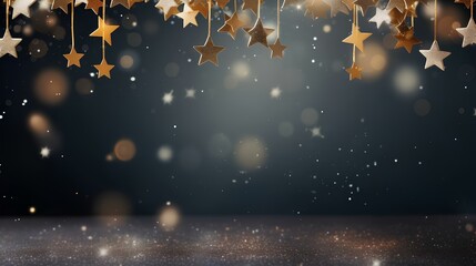 New Year and Christmas background, with asterisks and empty space.