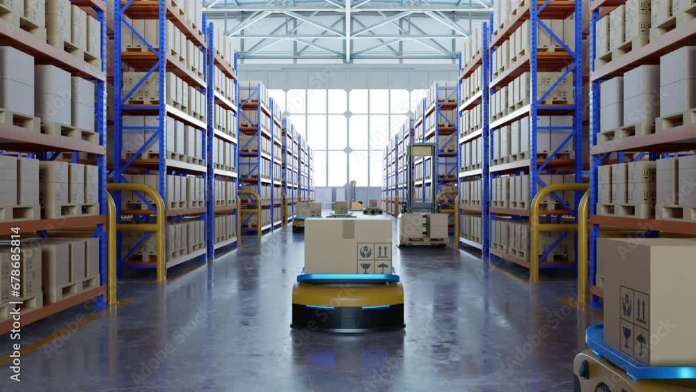 Aufkleber an army of robots efficiently sorting hundreds of parcels per hour(automated guided vehicle) agv