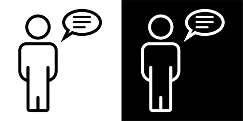 Chat, person, talk Icon. Business icon & Startup icon. Black icon. Black logo. Line icon.	