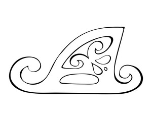 Sled doodle. Black and white vector isolated illustration, hand drawn doodles. Single sleigh, postcard or badge. Winter activity card, design element