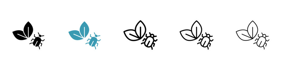 Plant pests vector icon set. Crop damaging insect symbol suitable for apps and websites. - obrazy, fototapety, plakaty
